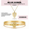 Juego de Pulsera y Collar con Candado de Corazón