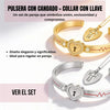 Juego de Pulsera y Collar con Candado de Corazón
