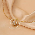 Collar girasol giratorio de oro