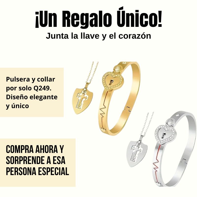 Conjunto Pulsera y Collar Llave del Corazón