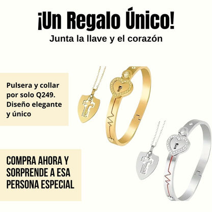Conjunto Pulsera y Collar Llave del Corazón