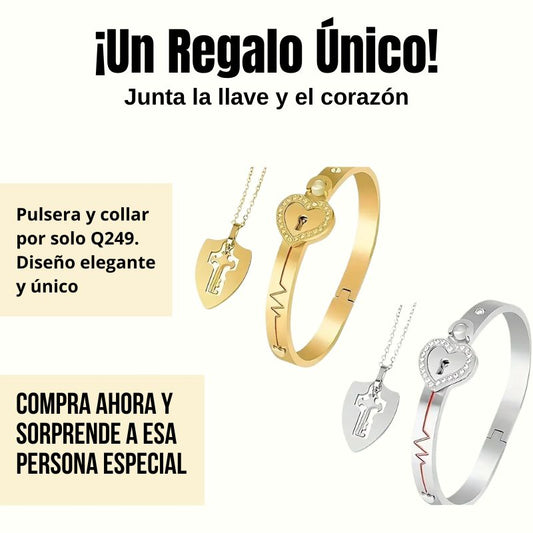 Conjunto Pulsera y Collar Llave del Corazón