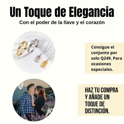 Conjunto Pulsera y Collar Llave del Corazón