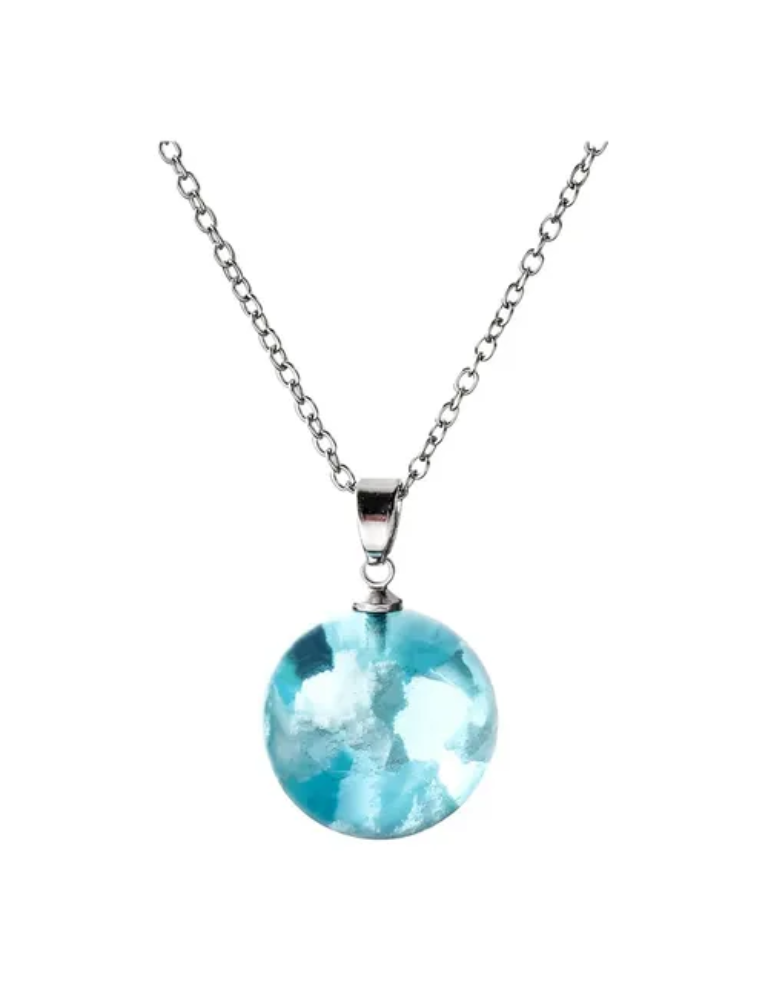 Collar de Esfera de Resina Azul Tono Hielo