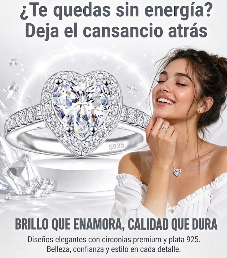 Anillo de compromiso de plata de ley 925 con corazón para ella