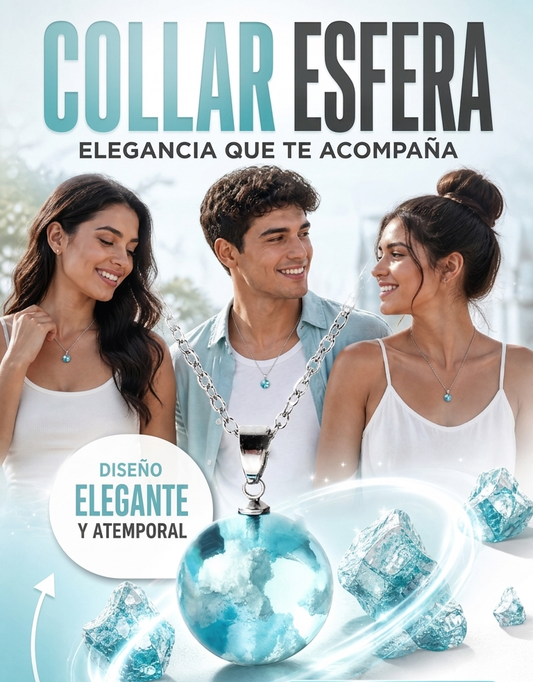 Collar de Esfera de Resina Azul Tono Hielo