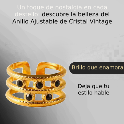 Anillo Ajustable de Cristal Vintage