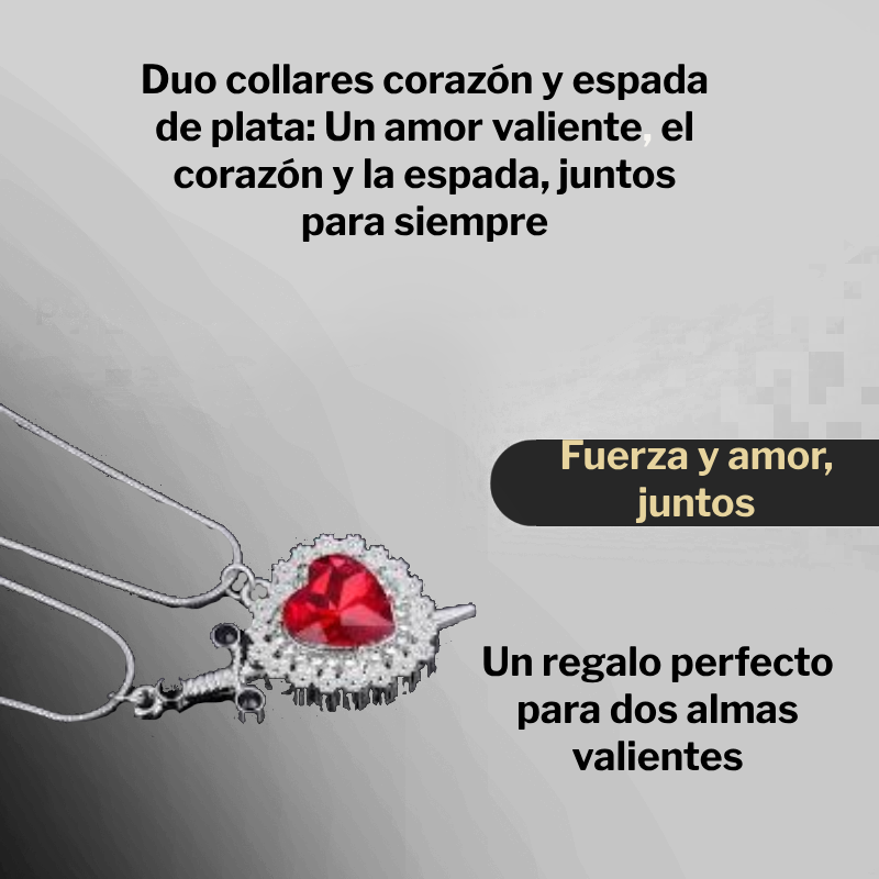 Duo collares corazon y espada de plata