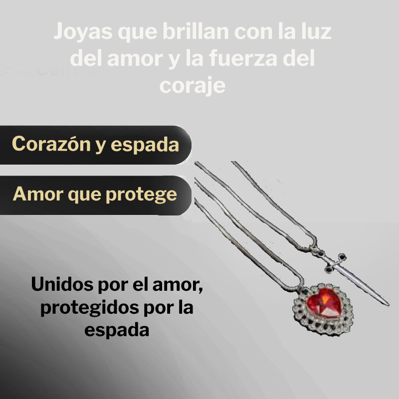 Duo collares corazon y espada de plata